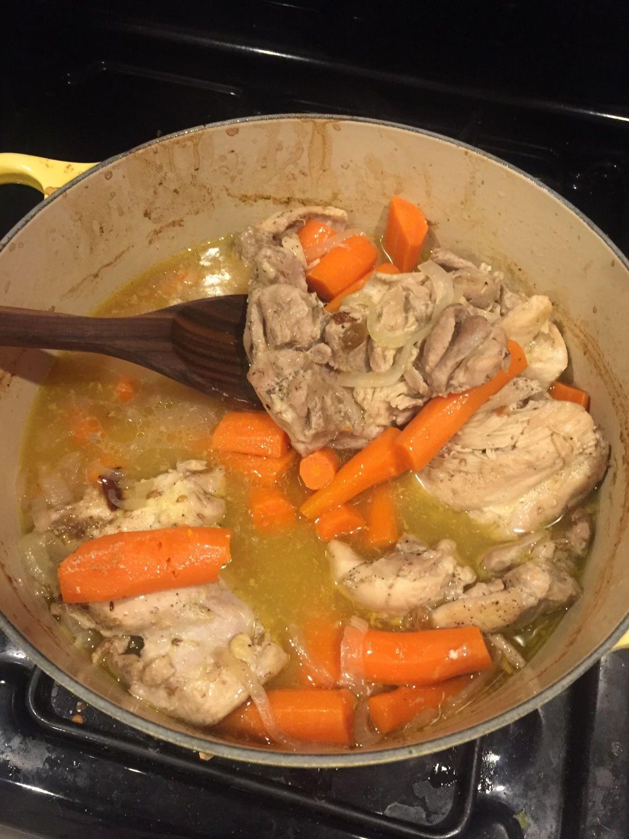 moroccan braised chicken in le cruset enameled cast iron dutch oven